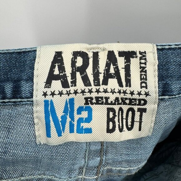 Ariat Denim M2 Relaxed Bootcut Mens Jeans 40x34 Blue Cotton Spandex Durable - Picture 5 of 10